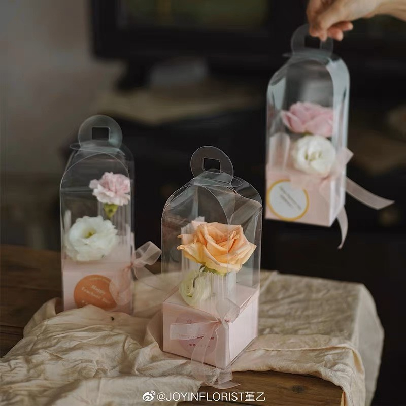 Hộp mica cắm hoa tươi, hoa sáp, hộp cắm hoa, túi cắm hoa mica
