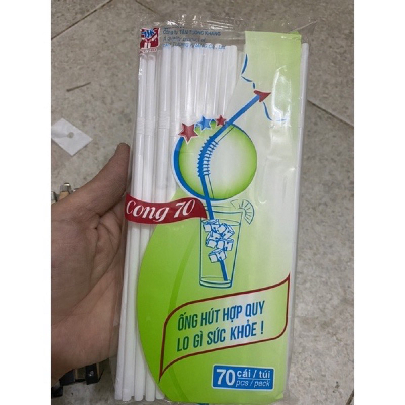 140 Ống hút dài 20cm - Ống hút nhựa màu trắng dùng 1 lần