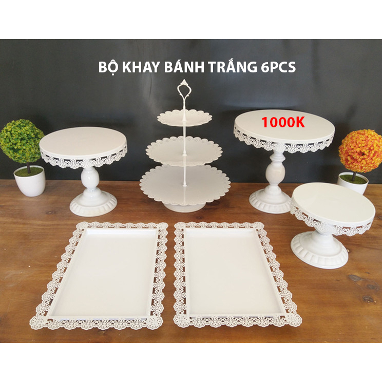 Bộ khay bánh trang trí, Cakestand decor tiệc sinh nhật, tiệc cưới nhiều mẫu