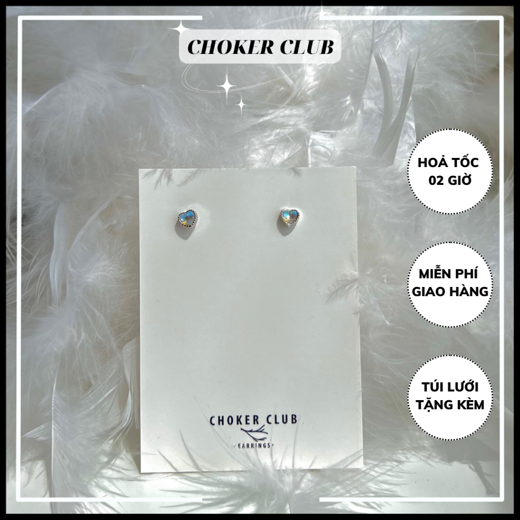 Hoa tai trái tim hologram E277 Choker Club