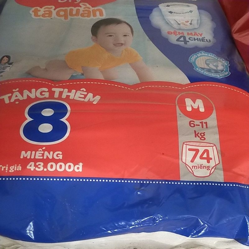 [xả hàng bán lỗ] Tã quần Hug.gies M74 tặng thêm 8 miếng