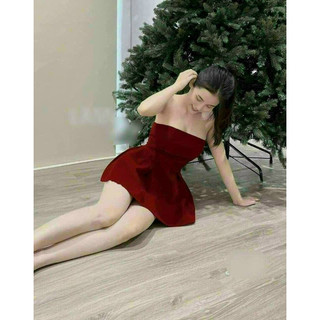Set bộ đồ nữ áo nhung 2 dây với tone màu đỏ, đen quyến rũ mix quần ống rộng dành cho các nàng đi chơi, dự tiệc M712