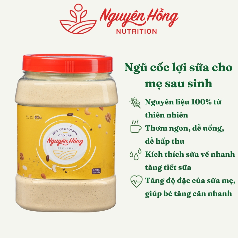 Ngũ cốc lợi sữa Nguyên Hồng nhãn vàng, Bột ngũ cốc lợi sữa cho mẹ sau sinh từ 16 loại hạt tự nhiên cao cấp