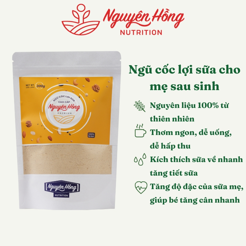 Ngũ cốc lợi sữa túi 300g – Nguyên Hồng – Bột ngũ cốc lợi sữa cho mẹ sau sinh từ 16 loại hạt tự nhiên cao cấp