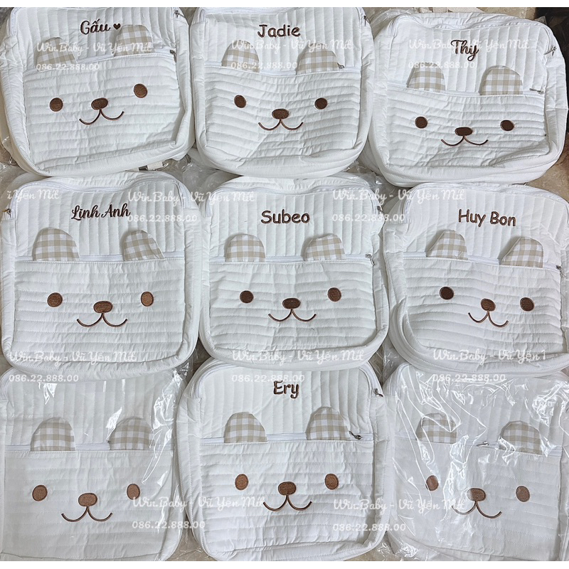 Balo gấu đi học THÊU TÊN cho bé