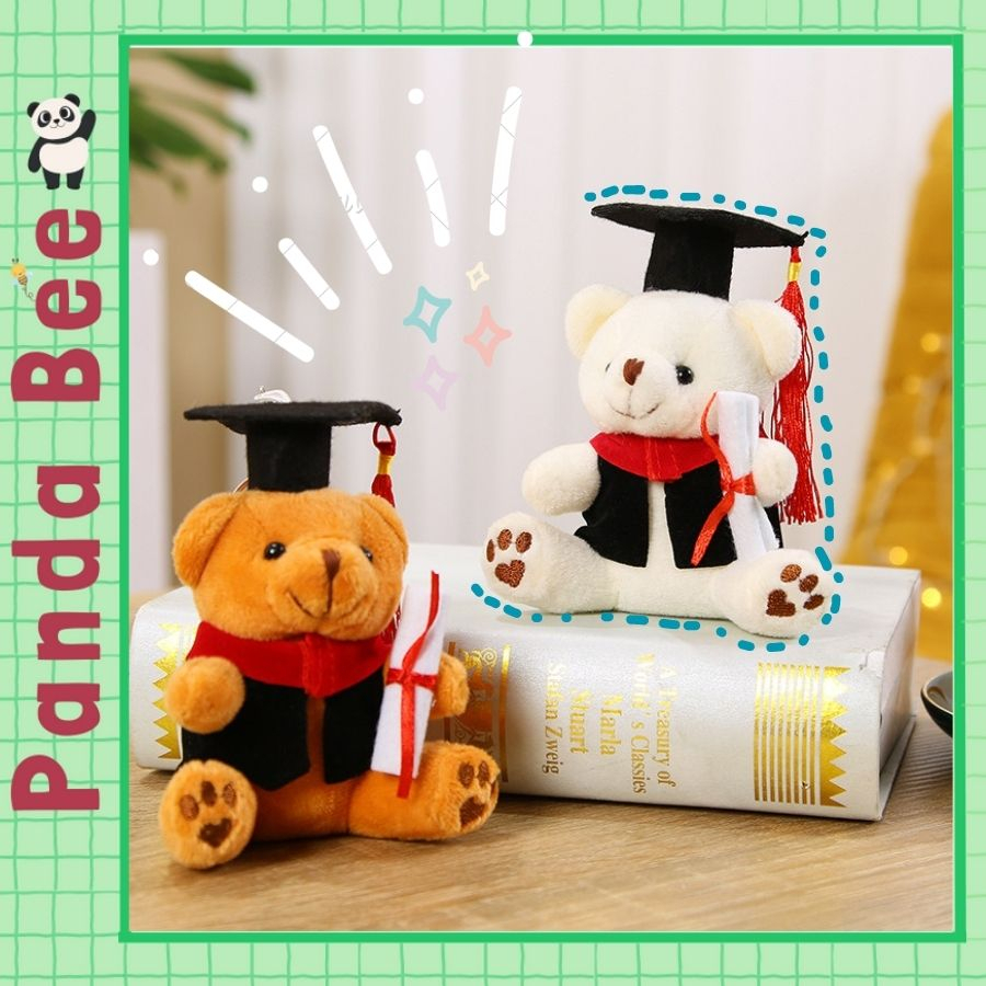 Quà Tặng Tốt Nghiệp Dễ Thương, Móc Khóa Hình Gấu Tốt Nghiệp Đeo Balo Panda Bee GB018