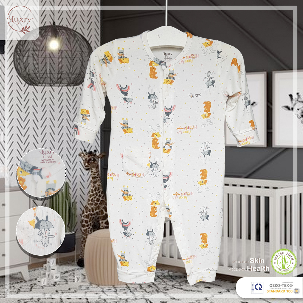 Bộ body dài họa tiết Luxry siêu mềm mịn cho bé