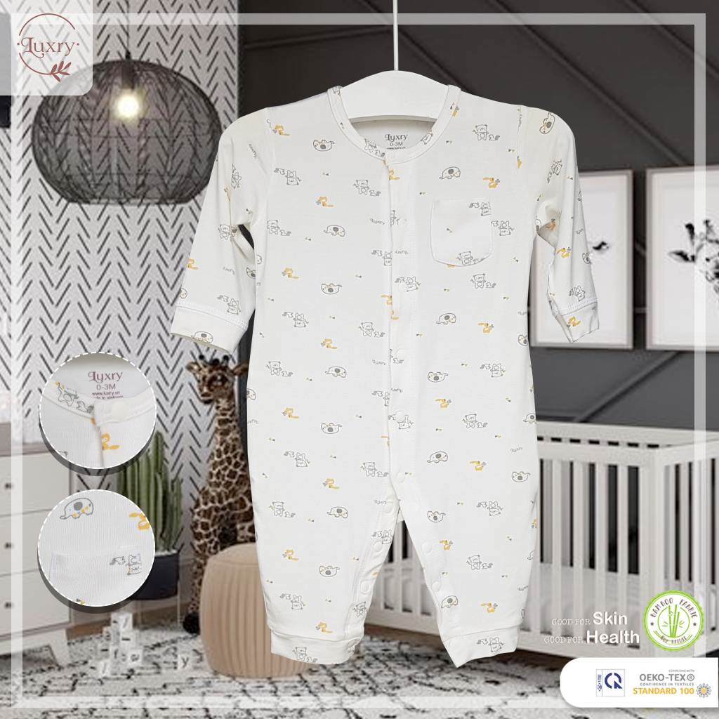 Bộ body dài họa tiết Luxry siêu mềm mịn cho bé