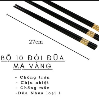 Đũa nhựa khảm vàng