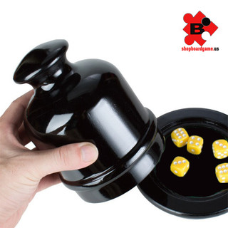 Bộ lắc xí ngầu casino bằng nhựa kiểu gỗ - Cốc lắc xí ngầu