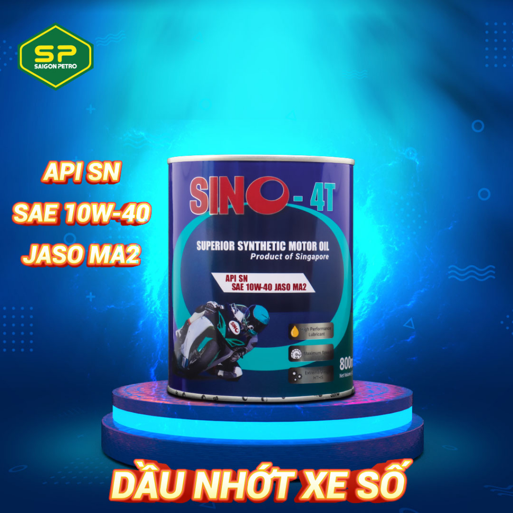 Dầu nhớt xe số 4 kỳ cao cấp Saigon Petro - Sino 4T SN 10W-40, Dung tích 0.8 lít/1 lít