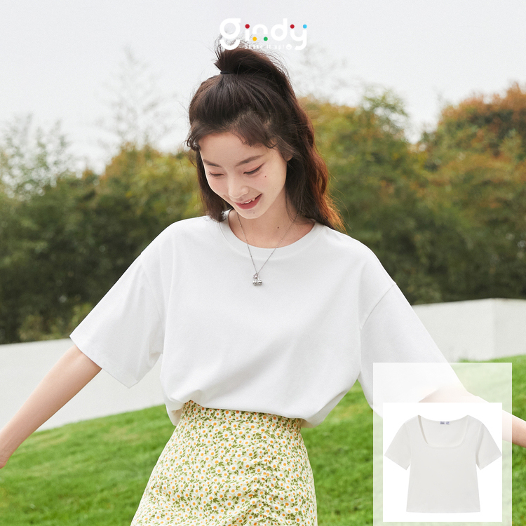 Áo thun phông nữ tay lỡ GINDY Chất liệu cotton 100% mát nhẹ co dãn 4 chiều form rộng phong cách Unisex nhiều màu A094