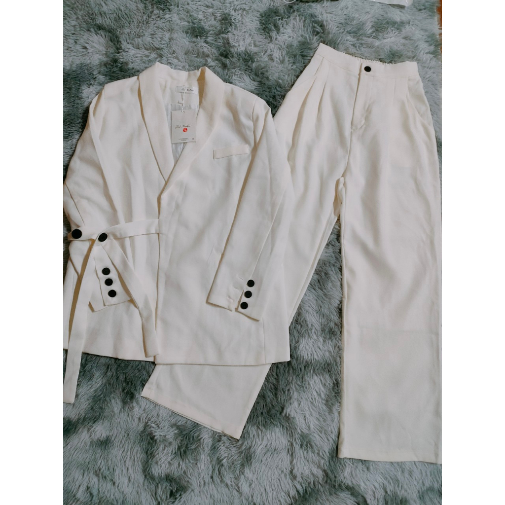 Sẵn Xanh lục-M(Hàng Đẹp)Ảnh thật 5 hình cuối-Set áo blazer + quần âu thiết kế phong cách Hàn Quốc | BigBuy360 - bigbuy360.vn