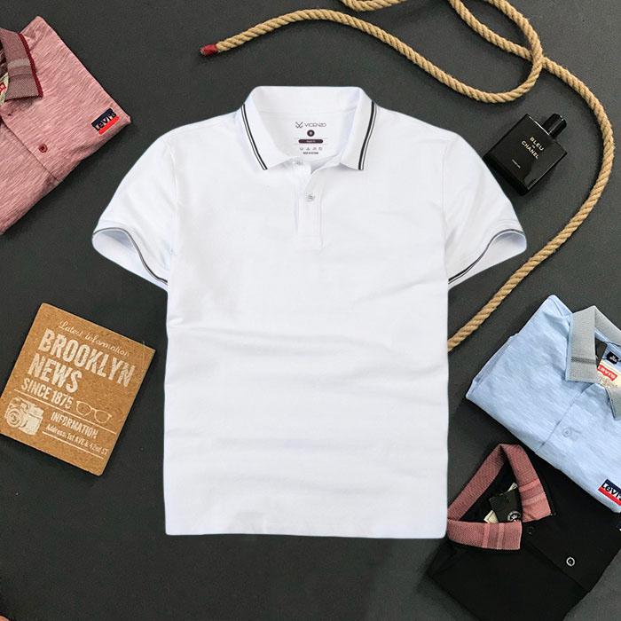 Áo Thun Polo Nam Ngắn tay Trơn Phối Viền VICENZO Cao Cấp Đường May Chuẩn, Polo Nam Có Cổ Nhiều Màu-  ATN02