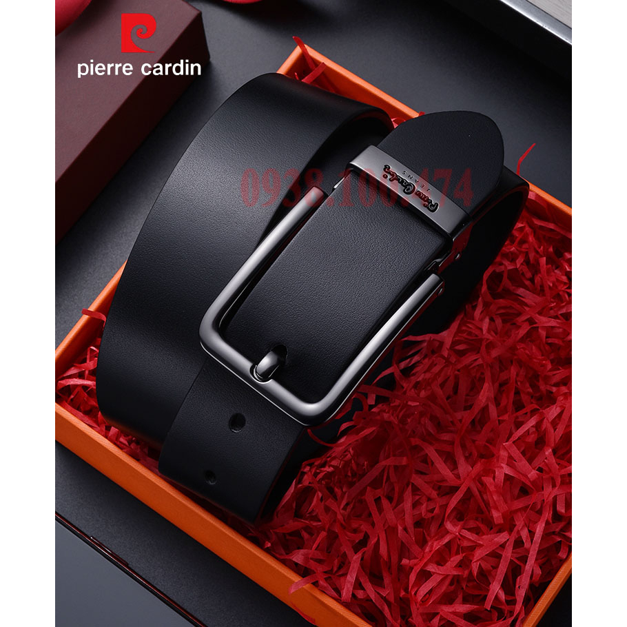 Thắt lưng khóa kim Pierre Cardin chính hãng mặt khóa hợp kim không gỉ dây da bò thật PCJ1126