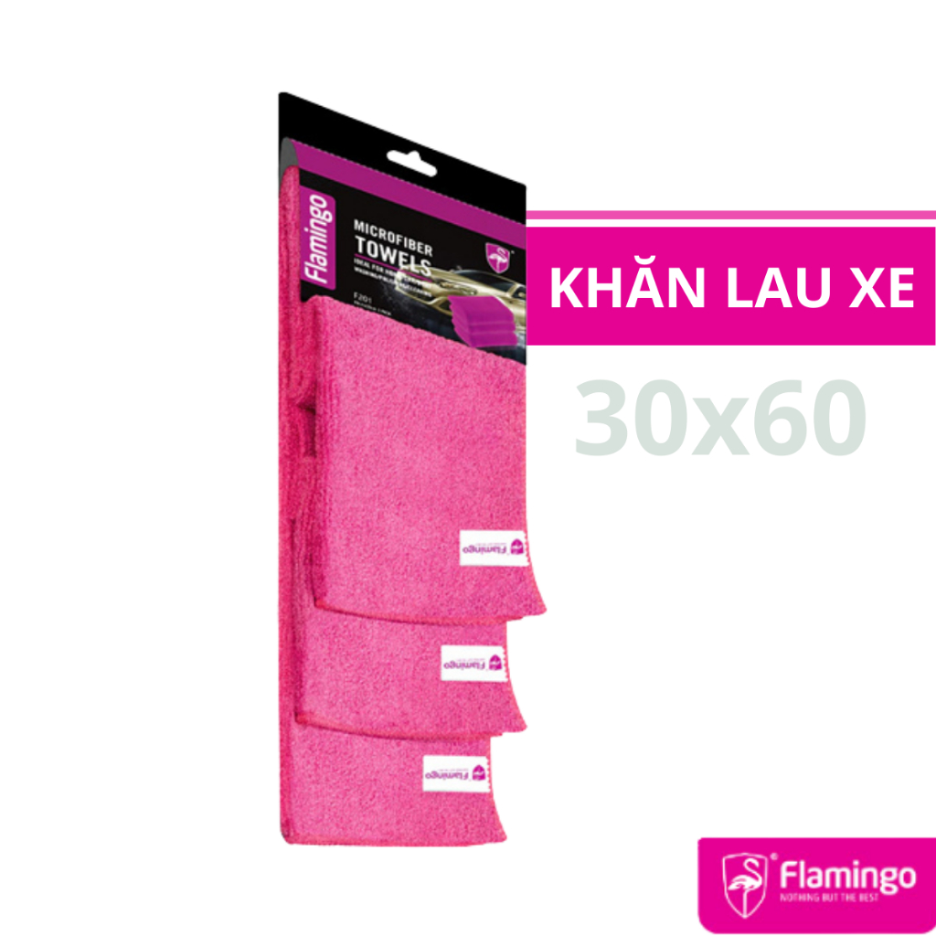 Khăn Lau Xe Ô Tô Cao Cấp Flamingo 30x70 cm - Hãng Phân Phối Chính Thức