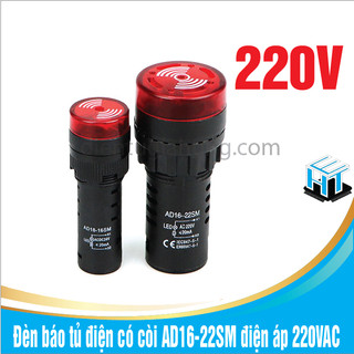 1 cái đèn báo tủ điện có còi ad16-22sm điện áp 220vac