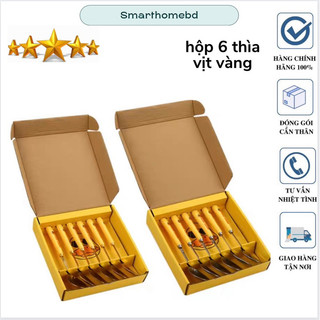 Sét 6 muỗng innox mạ vàng ,bộ 6 thìa vịt vàng Duck dễ thương