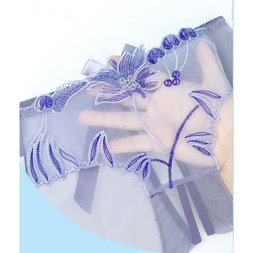 QUẦN LÓT NỮ SEXY THÊU HOA HỞ ĐÁY ĐÍNH NƠ GỢI CẢM XUYÊN THẤU