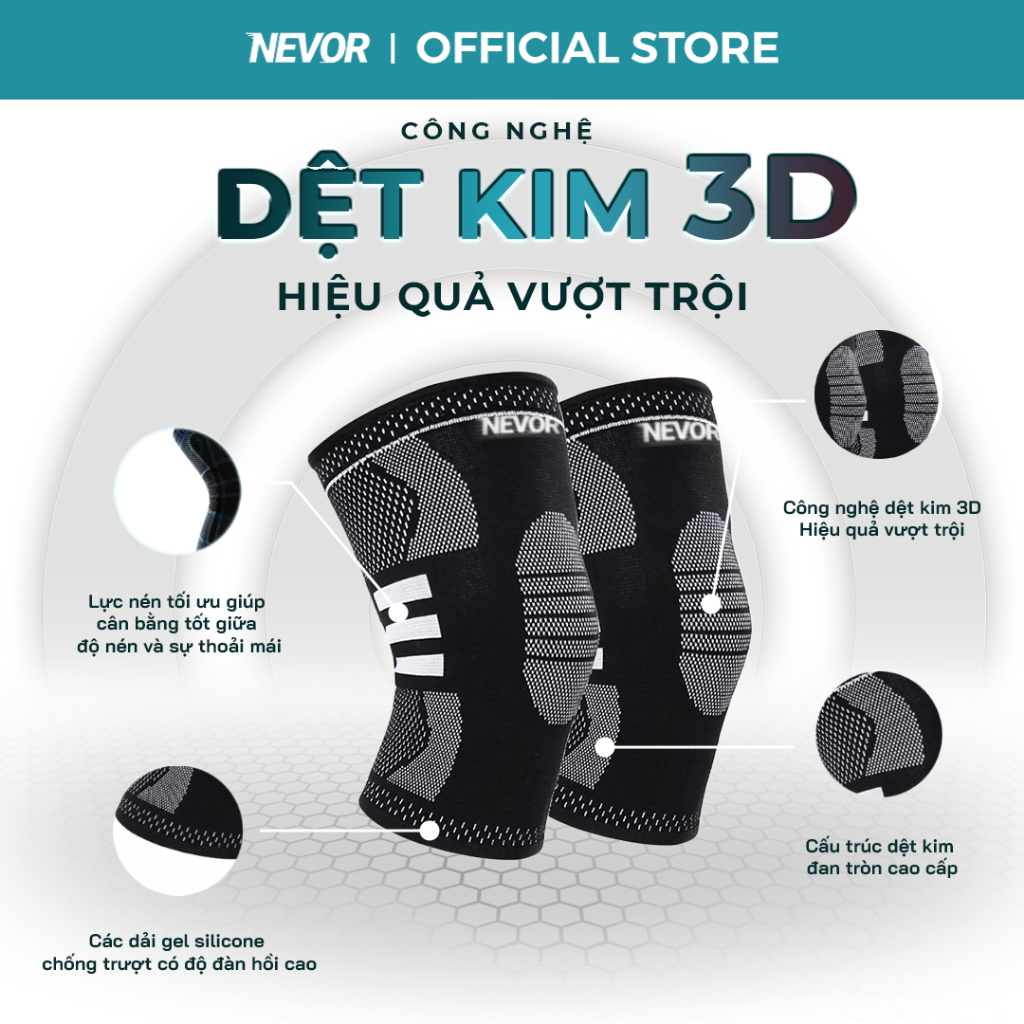 Bó Gối Thể Thao Nevor BDG03 Giúp Giảm Đau, Phòng Tránh Chấn Thương Dây Chằng Sử Dụng Cho Gym, Bóng Đá, Bóng Rổ,...
