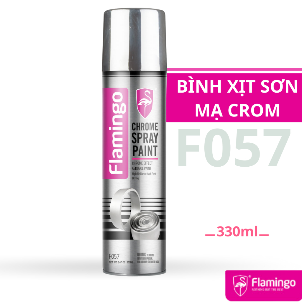 Bình Xịt Sơn Mạ Crom Flamingo F057 330ml - Hãng Phân Phối Chính Thức