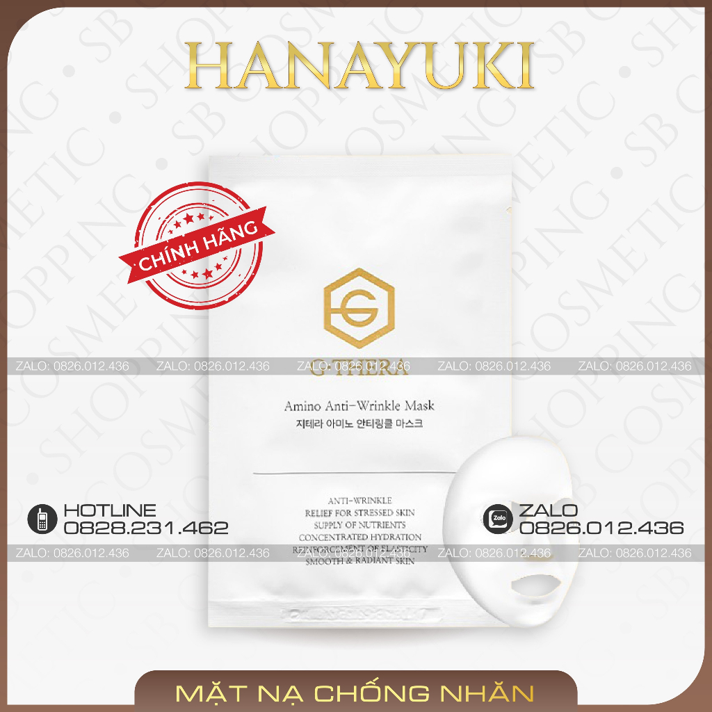 [Nhập Khẩu Hàn Quốc] MẶT NẠ G-THERA AMINO ANTI-WRINKLE MASK HANAYUKI [HỘP VÀNG] GIẢM NHĂN