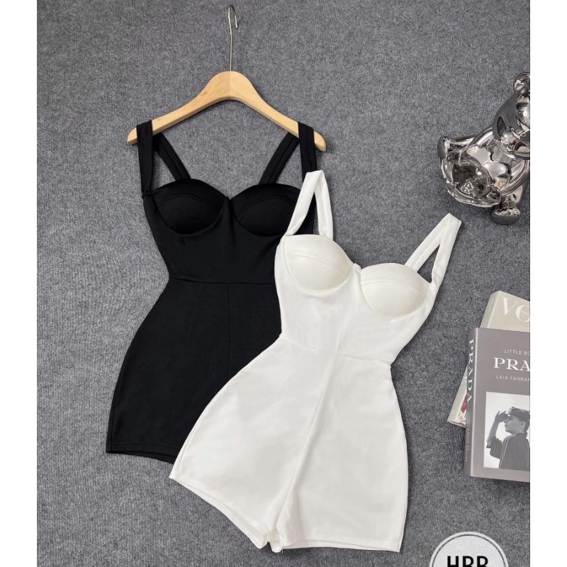 Jump Hai Dây Cúp Ngực Liền Quần Đùi - Có Mút Khóa Kéo - Dáng Ngắn Ôm Body Sexy -Tiểu Thư Bánh Bèo Cute Sang Chảnh - Poly