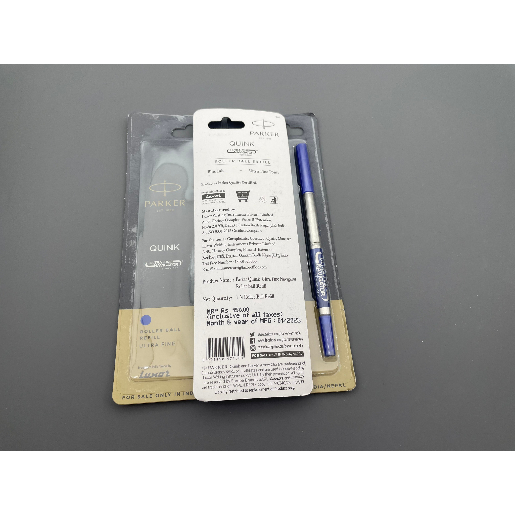 Ruột bút Roller ball Parker Quink ultra fine màu xanh phổ thông