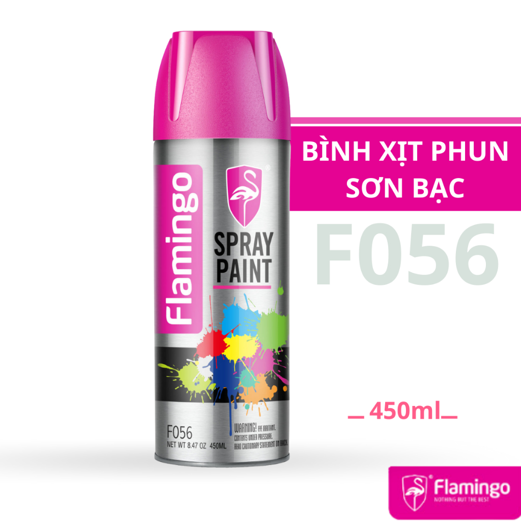 Bình Xịt Phun Sơn Bạc Flamingo F056 450ml – Hãng Phân Phối Chính Thức