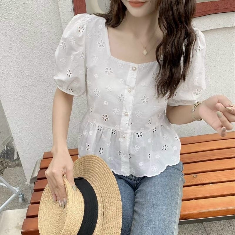 Áo kiểu thô thêu style hàn quốc Áo kiểu thêu thiết kế