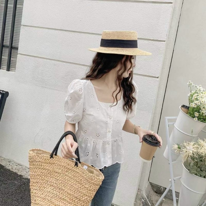 Áo kiểu thô thêu style hàn quốc Áo kiểu thêu thiết kế