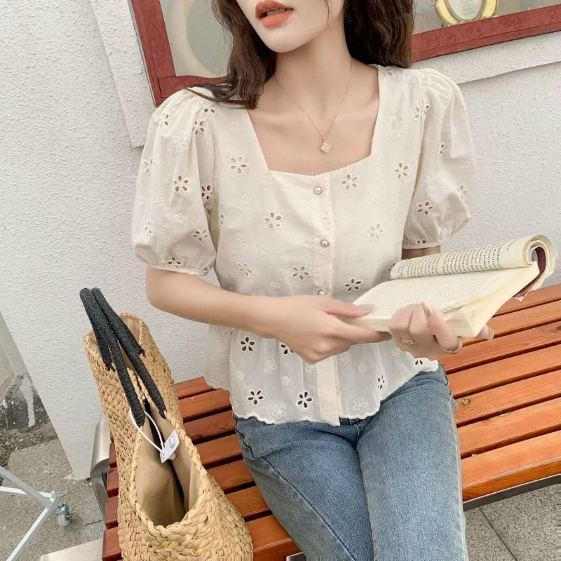 Áo kiểu thô thêu style hàn quốc Áo kiểu thêu thiết kế