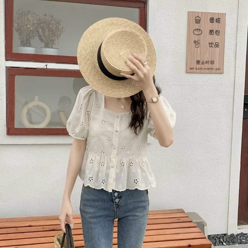 Áo kiểu thô thêu style hàn quốc Áo kiểu thêu thiết kế