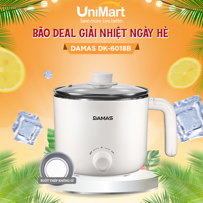 Nồi Điện Đa Năng - Nồi Lẩu Điện Mini Damas DK8012 - Công Suất Mạnh Mẽ 600W - Dung Tích 1.2L - Hàng Chính Hãng - UniMart