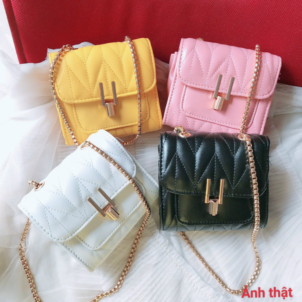 ⚡ MẪU HÓT ⚡ Túi Xách Nữ Đeo Chéo Khóa Trái Tim Chất Da PU Cao Cấp Trần Trám Mềm Dây Xích Siêu Đẹp