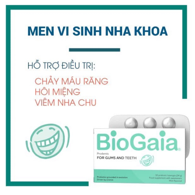 Men vi sinh Nha khoa Biogaia Prodentis Thụy Điển cân bằng Vi sinh vật, ngừa mảng bám, sâu răng, viêm nướu, nha chu