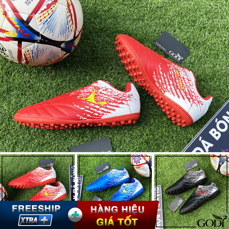 Giày đá bóng chân bè có size 44 size 45 - Giày bóng đá nam sân cỏ nhân tạo đẹp - Giày đá banh bigsize màu đỏ Godi Sport