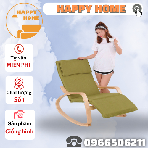 Ghế Thư Giãn Bập Bênh Có Gác Chân Thoải Mái Chất Liệu Gỗ Bạch Dương Cao Cấp Đệm Ngồi Êm Ái Nhiều Màu Sắc