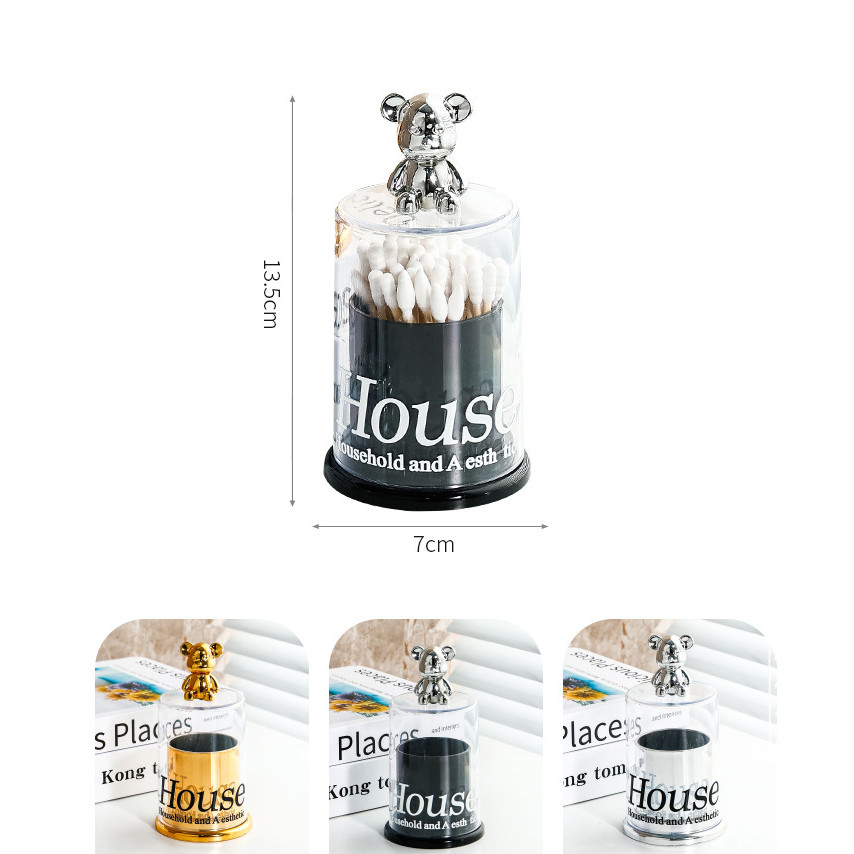 Hộp đựng tăm bằng nhựa acrylic hình gấu bearbrick Phong Cách Bắc Âu sang trọng cao cấp