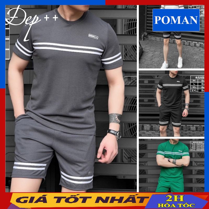 Bộ Thể Thao Nam Viền Siêu Mềm Nhẹ Chất Tổ Ong, Bộ Đồ Nam Cotton Mặc Nhà Co Giãn Tốt BO10 - POMAN
