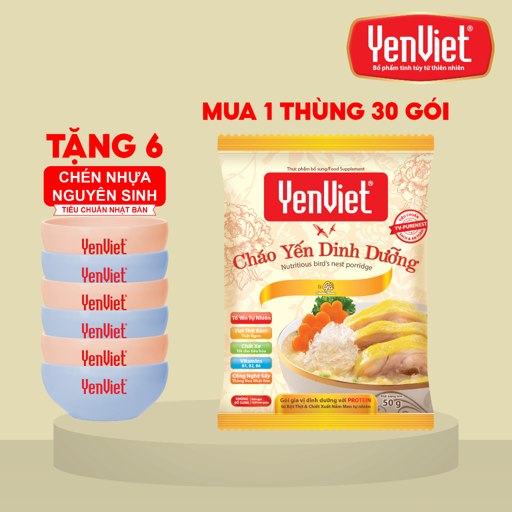 Cháo Yến Dinh Dưỡng YenViet - Vị Thịt Gà [Thùng 30 gói]