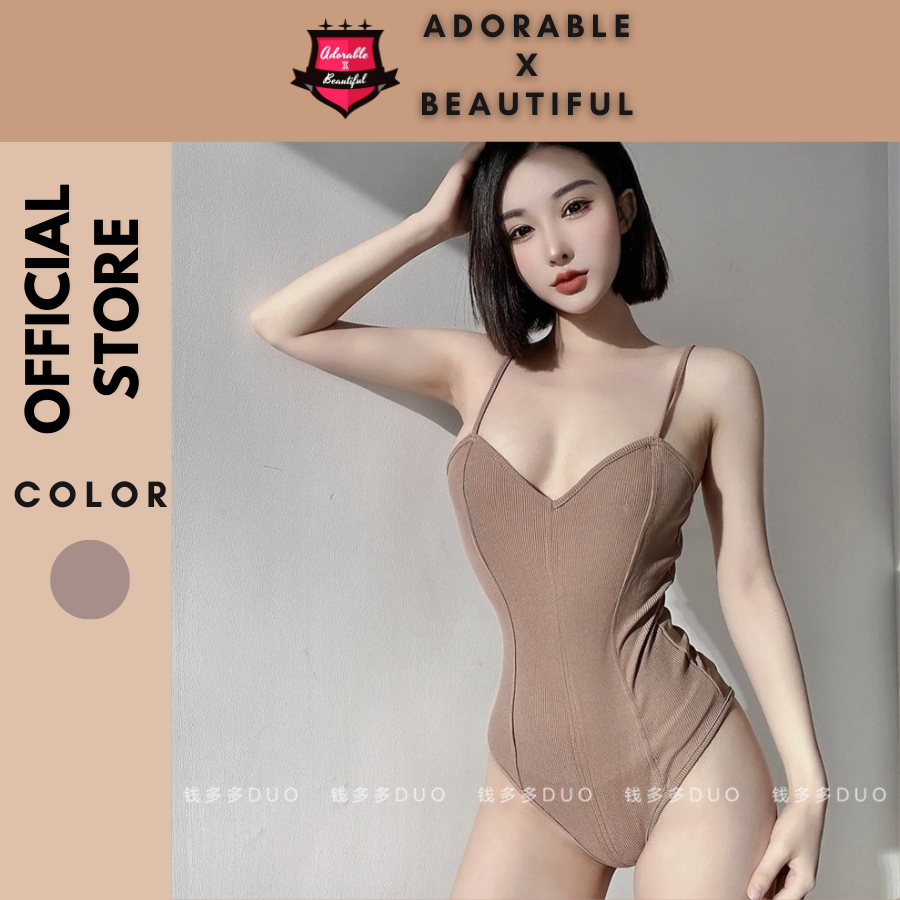 Bodysuit Thun Gân Hai Dây Trơn Màu Nude, Jumpsuit 2 Dây Basic Không Mút Trơn [AdorablexBeautiful]
