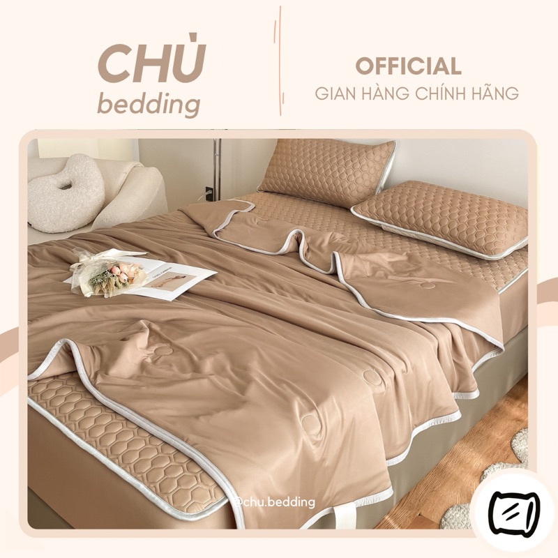 COMBO CHIẾU LATEX MIX CHĂN THUN LẠNH ĐỒNG MÀU (Full đủ size 1m6/1m8/2m)- Chù Bedding