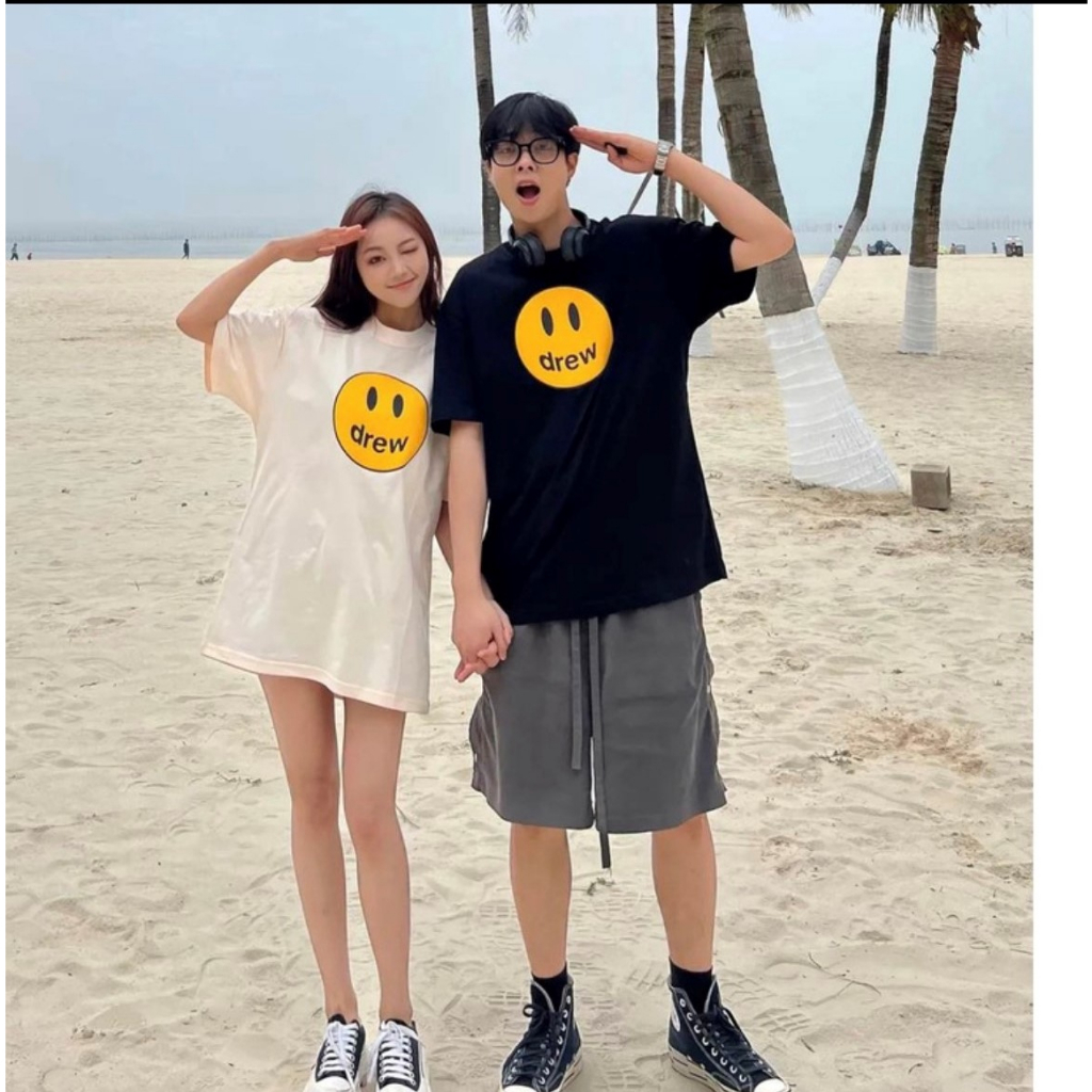 Áo Thun Tay Lỡ Nam Drew Mặt CườiForm Rộng Cotton Phông Nam Oversize Local Brand In Hình GH1