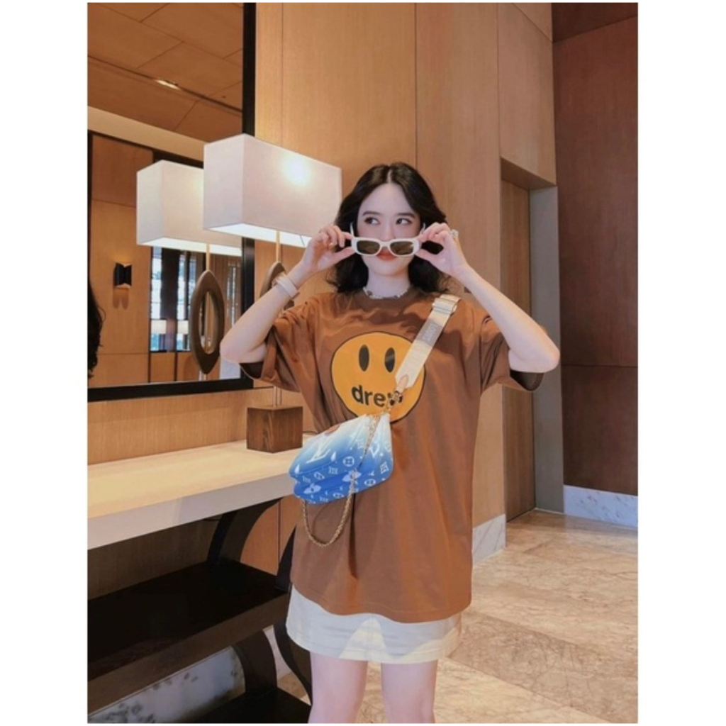 Áo Thun Tay Lỡ Nam Drew Mặt CườiForm Rộng Cotton Phông Nam Oversize Local Brand In Hình GH1