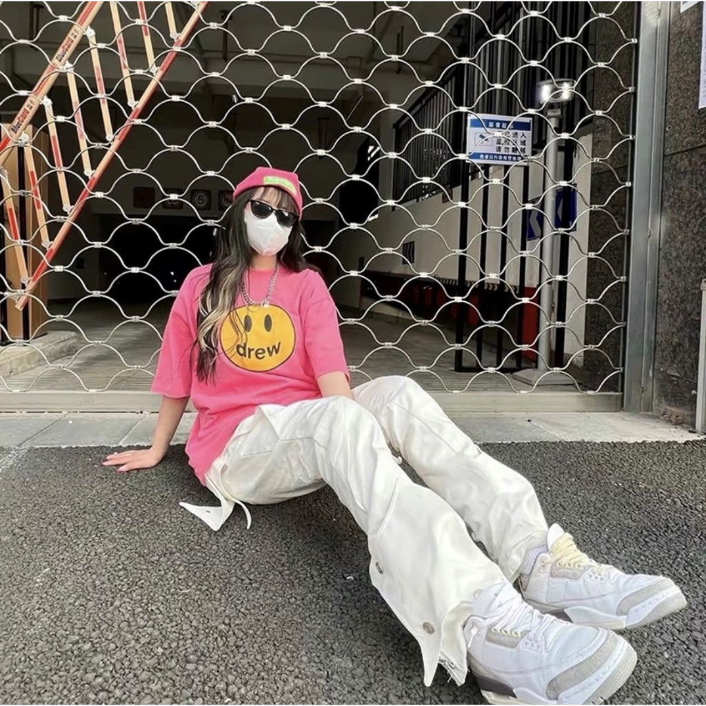 Áo Thun Tay Lỡ Nam Drew Mặt CườiForm Rộng Cotton Phông Nam Oversize Local Brand In Hình GH1