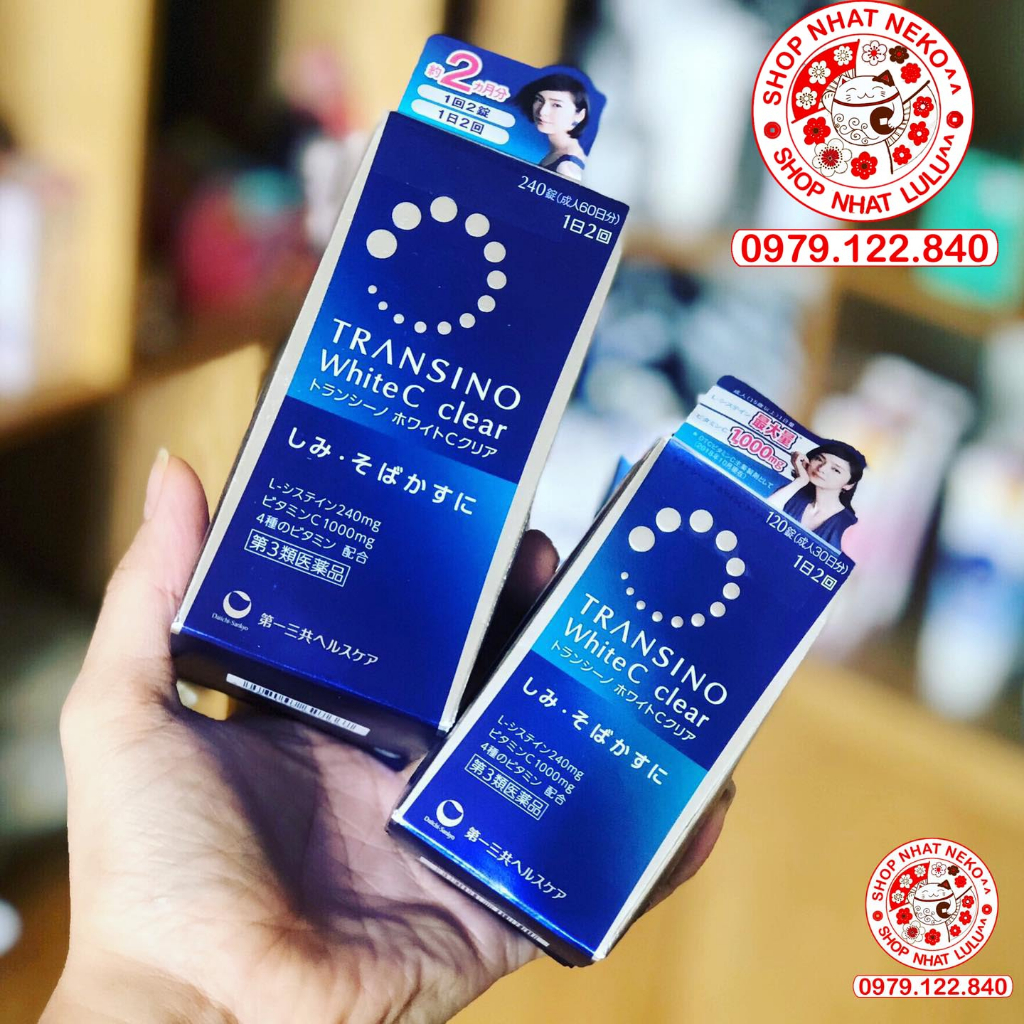 VIÊN UỐNG TRẮNG DA, MỜ NÁM TRANSINO WHITE C 60/120/240 VIÊN NHẬT BẢN