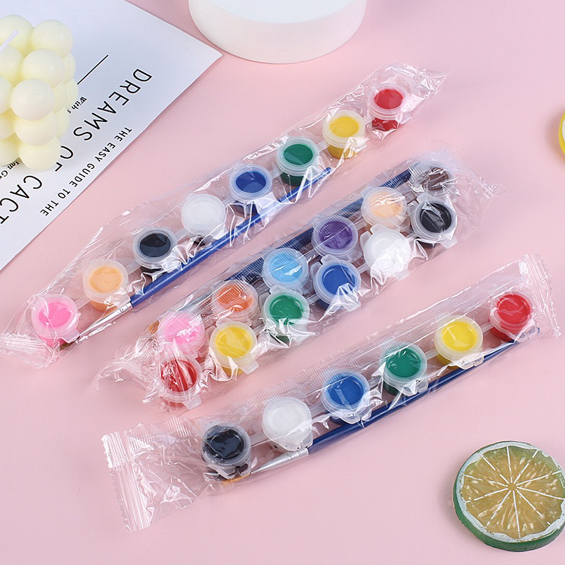 Set 12 màu sơn + 2 cọ vẽ tranh cho bé