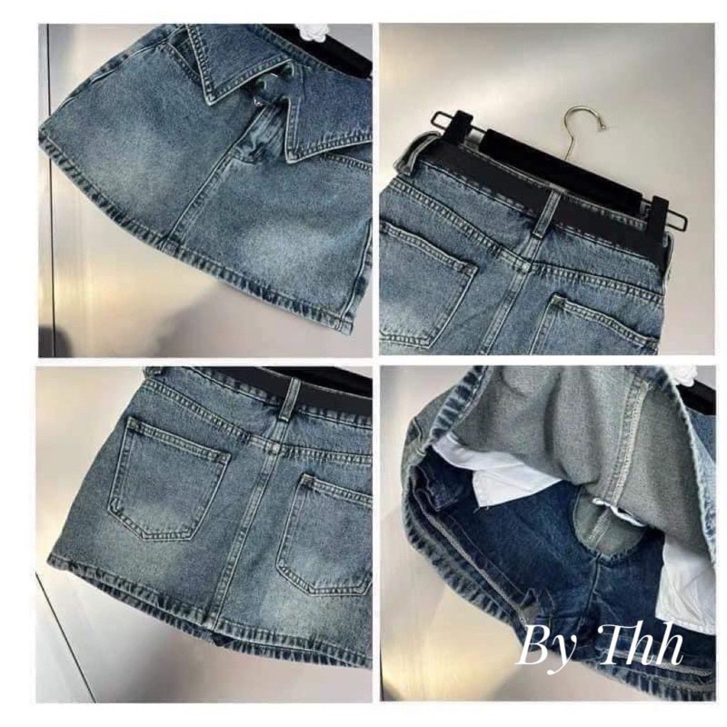 Chân váy jean cạp gập màu xanh, màu khói dáng cao siêu đẹp có lót trong hottrend-hàng có sẵn | BigBuy360 - bigbuy360.vn