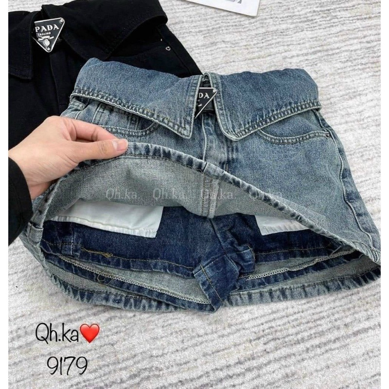 Chân váy jean cạp gập màu xanh, màu khói dáng cao siêu đẹp có lót trong hottrend-hàng có sẵn | BigBuy360 - bigbuy360.vn